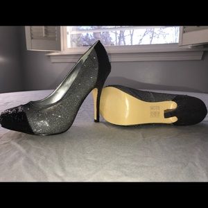 Dazzling silver and black heels.